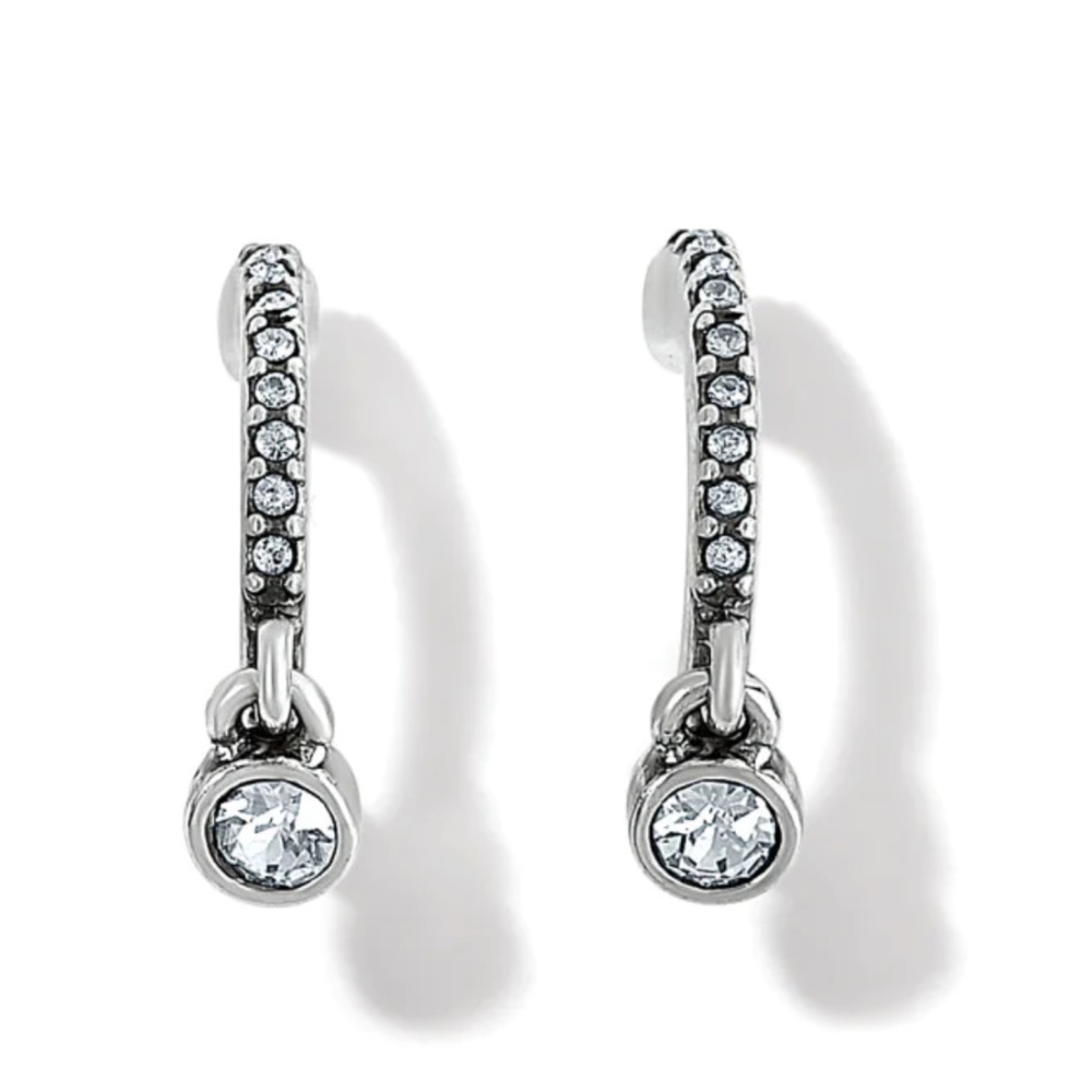NWT Brighton Illumina Lights Allure Silver Plated Hoop Post Earrings w Crystals